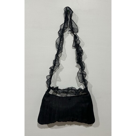 Aspara women vintage evening black silk shoulder handbag - Picture 5 of 16